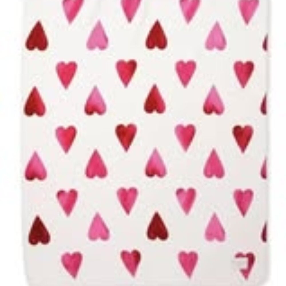 Victoria's Secret Pink White Sherpa Blanket Pink Hearts 60" x 50"